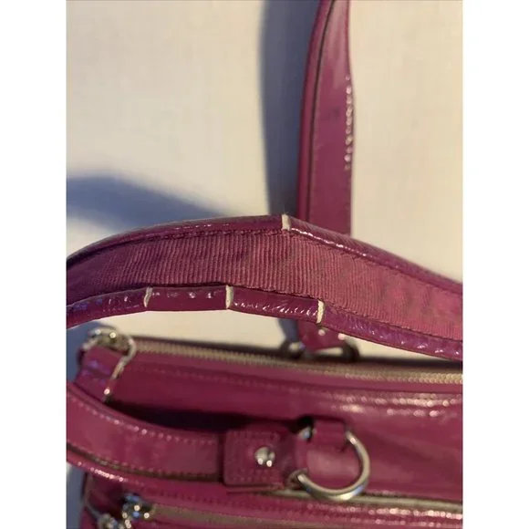 Coach Berry Patent Leather Poppy Daisy Liquid Gloss Tote Bag With Wallet #F20004 - Picture 6 of 15